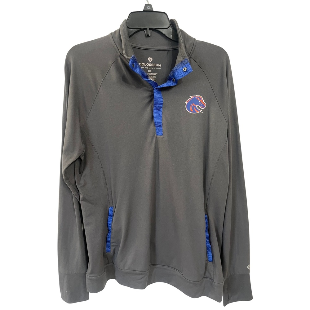 Colosseum Boise State Broncos Womens XL Snap Pullover Grey Blue Thumbhole Sport
